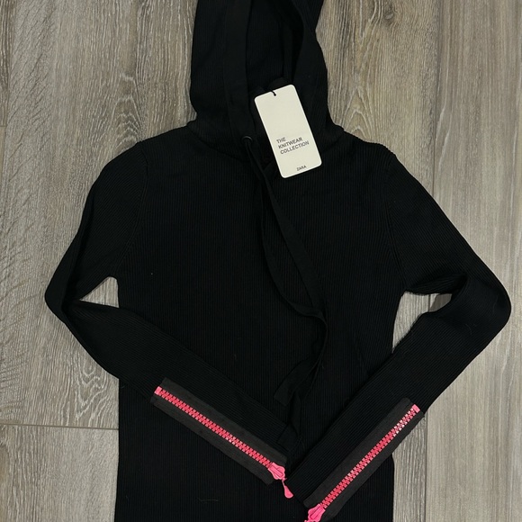 Zara Black Turtleneck Ribbed Hoodie - brand new with tags - Picture 3 of 6